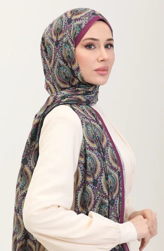 شال كاراكا القطني المنقوش العرقي 81087-07 أسود بنفسجي 81087-07