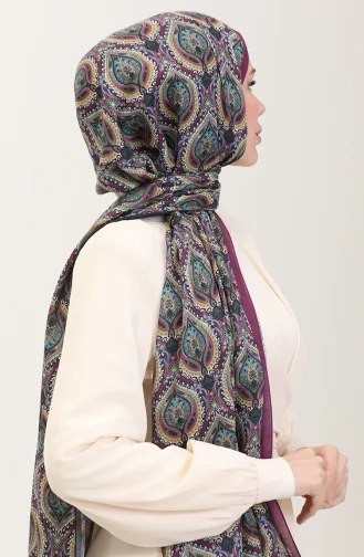 شال كاراكا القطني المنقوش العرقي 81087-07 أسود بنفسجي 81087-07
