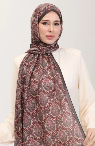 Karaca Etnik Desenli Koton Şal 81087-09 Bordo Kahverengi 81087-09