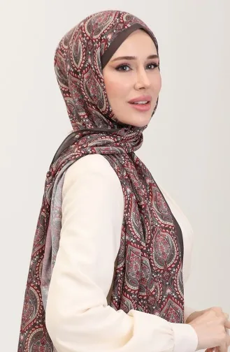 Karaca Etnik Desenli Koton Şal 81087-09 Bordo Kahverengi 81087-09
