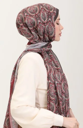 Karaca Etnik Desenli Koton Şal 81087-09 Bordo Kahverengi 81087-09