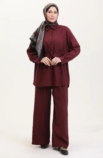 Modal Stoff Tunika Hose Zweiteiler 4064-01 Weinrot 4064-01