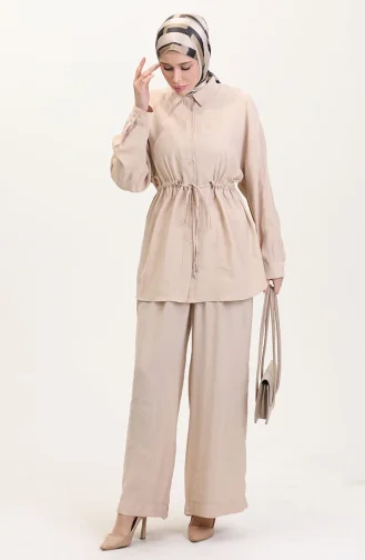 Modal Stoffen Tuniek Broek Tweedelig Set 4064-02 Beige 4064-02
