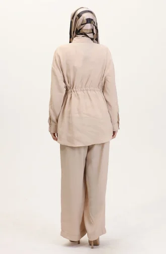 Modal Stoffen Tuniek Broek Tweedelig Set 4064-02 Beige 4064-02