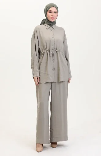 Ensemble Deux Pièces Tunique Et Pantalon En Tissu Modal 4064-03 Vert Citron 4064-03