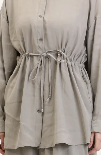 Ensemble Deux Pièces Tunique Et Pantalon En Tissu Modal 4064-03 Vert Citron 4064-03