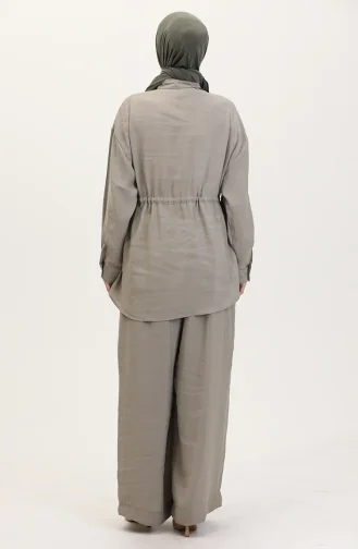 Ensemble Deux Pièces Tunique Et Pantalon En Tissu Modal 4064-03 Vert Citron 4064-03