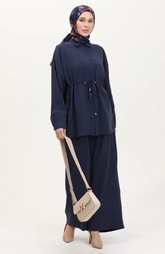 Modal Stof Tuniek Broek Tweedelig Pak 4064-04 Marineblauw 4064-04