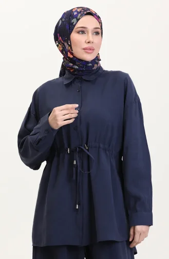 Modal Stof Tuniek Broek Tweedelig Pak 4064-04 Marineblauw 4064-04