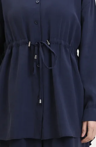 Modal Stof Tuniek Broek Tweedelig Pak 4064-04 Marineblauw 4064-04