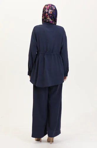 Modal Stof Tuniek Broek Tweedelig Pak 4064-04 Marineblauw 4064-04