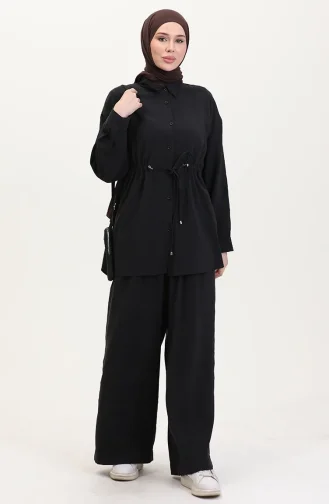 Modal Stof Tuniek Broek Tweedelig Pak 4064-05 Zwart 4064-05