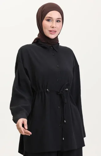 Modal Stof Tuniek Broek Tweedelig Pak 4064-05 Zwart 4064-05