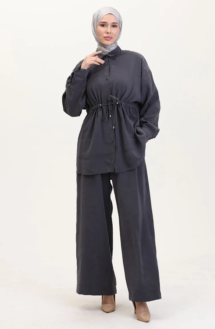Modal Stoffen Tuniek Broek Tweedelig Pak 4064-06 Antraciet 4064-06