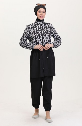 Schwarz Hijab Badeanzug 9005A-01