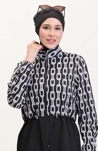 Schwarz Hijab Badeanzug 9005A-01