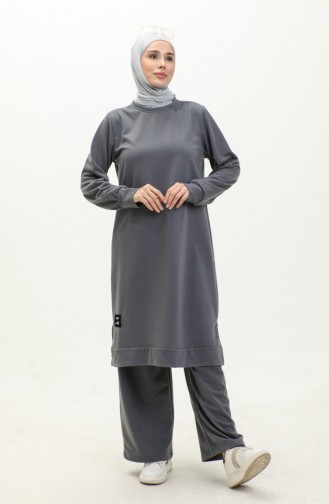 İki İplik Tunik Pantolon İkili Takım 0001-04 Füme