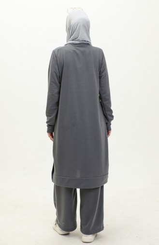İki İplik Tunik Pantolon İkili Takım 0001-04 Füme