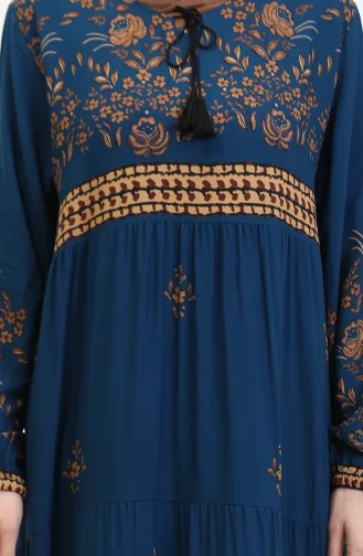 Übergröße Viskosekleid Mit Blumenmuster 4084-10 Petrol 4084-10