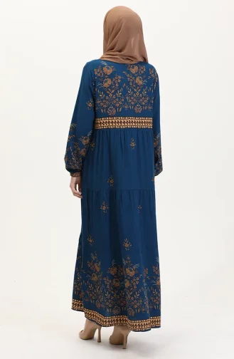 Übergröße Viskosekleid Mit Blumenmuster 4084-10 Petrol 4084-10