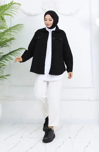Oversize Kot Ceket 2763-01 Siyah