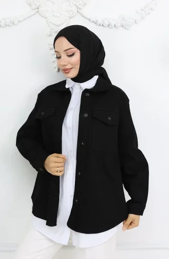 Oversize Kot Ceket 2763-01 Siyah