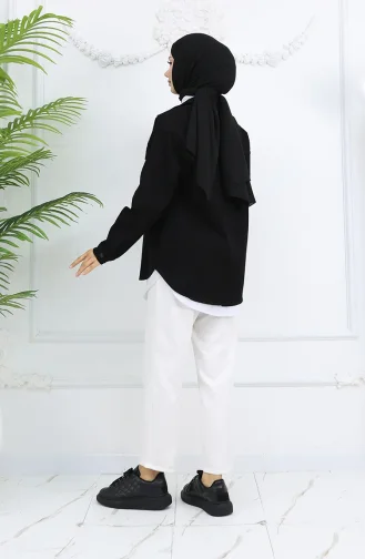 Oversize Kot Ceket 2763-01 Siyah