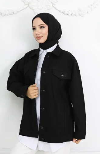 Oversize Kot Ceket 6327-01 Siyah