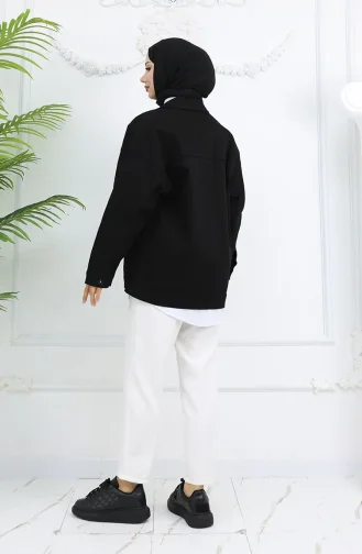 Oversize Kot Ceket 6327-01 Siyah