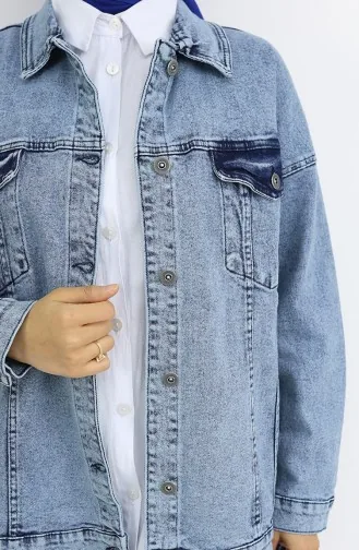 Oversize Kot Ceket 6327-02 Açık Mavi