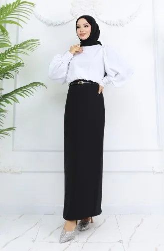 Jupe Ceinturée 2251-01 Noire 2251-01