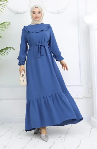Robe à Volants En Tissu Aerobin 0023-01 Indigo 0023-01
