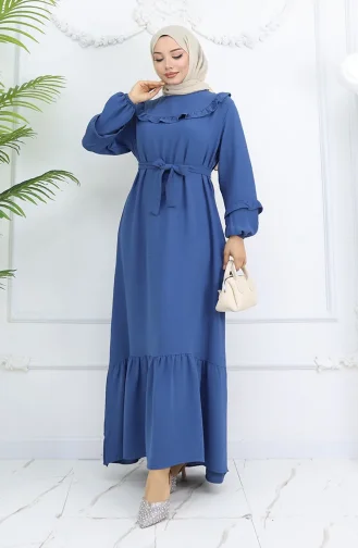 Robe à Volants En Tissu Aerobin 0023-01 Indigo 0023-01