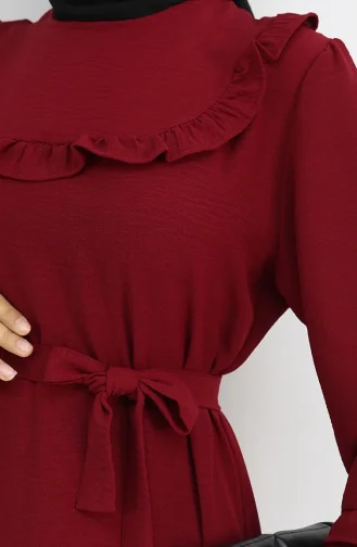Robe à Volants En Tissu Aerobin 0023-05 Rouge Bordeaux 0023-05