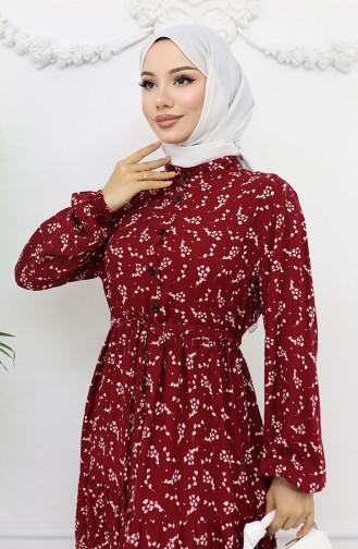 Weinrot Hijab Kleider 0025-03