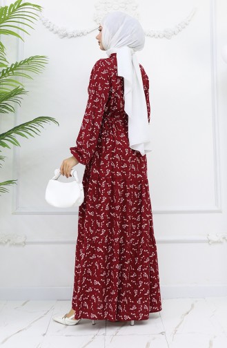 Weinrot Hijab Kleider 0025-03