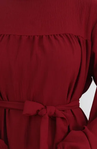 Jurk Met Elastische Mouwen En Crêpestof 0029-08 Bordeauxrood 0029-08
