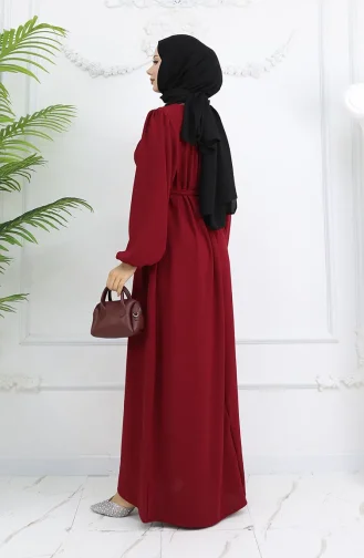 Jurk Met Elastische Mouwen En Crêpestof 0029-08 Bordeauxrood 0029-08
