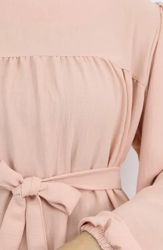 Jurk Met Elastische Mouwen En Crêpestof 0029-10 Zalm 0029-10