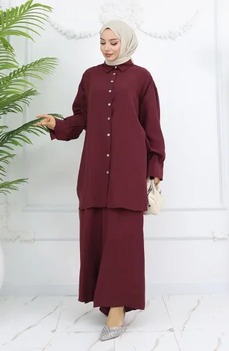Tunik Pantolon İkili Takım 4065-02 Bordo