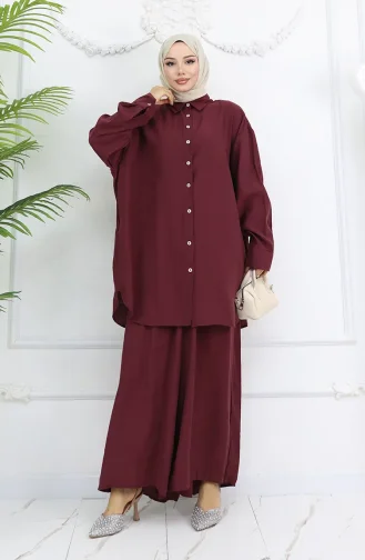 Tunik Pantolon İkili Takım 4065-02 Bordo