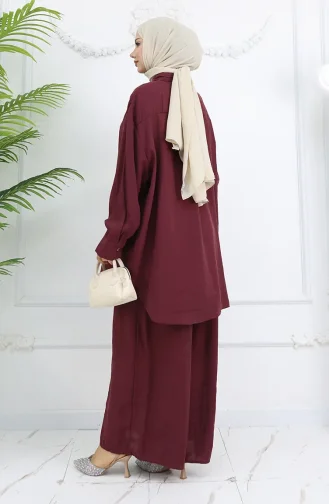 Tunik Pantolon İkili Takım 4065-02 Bordo
