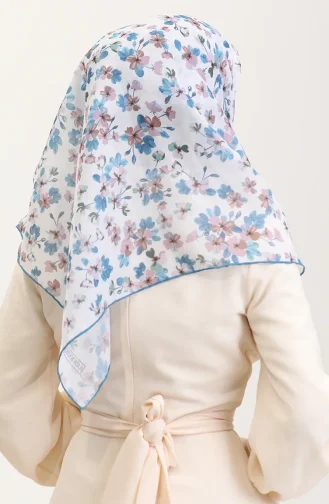 Gemusterter Baumwollschal 2073-03 Altrosa Denimblau 2073-03