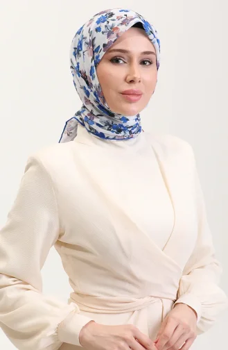 Desenli Pamuk Eşarp 2073-05 Saks Koyu Lila