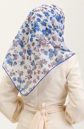 Desenli Pamuk Eşarp 2073-05 Saks Koyu Lila