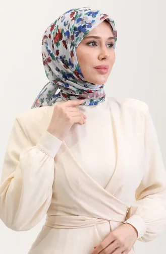 Desenli Pamuk Eşarp 2073-08 Saks Bordo