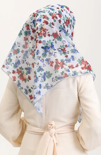 Desenli Pamuk Eşarp 2073-08 Saks Bordo