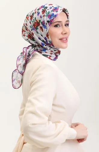 Patterned Cotton Scarf 2073-09 Saks Fuchsia 2073-09