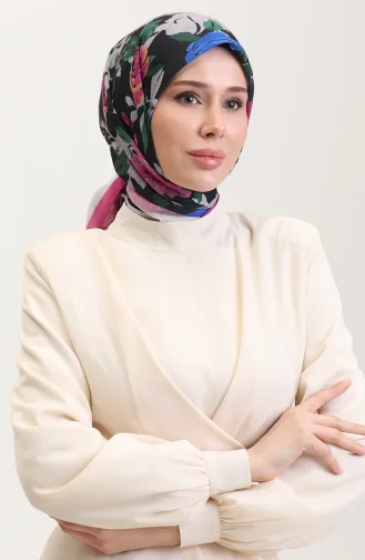 Gestreepte Katoenen Sjaal 2074-03 Fuchsia Saks 2074-03