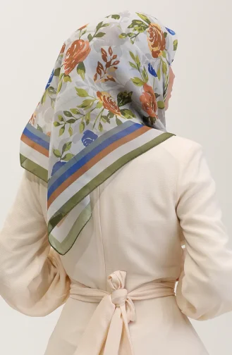 Gestreepte Katoenen Sjaal 2074-05 Khaki Bruin 2074-05